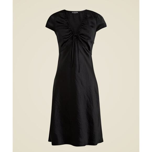 J. Crew Dresses & Skirts - J.Crew Short Sleeve Slip Dress in Textured Satin Black Size 12 NWT